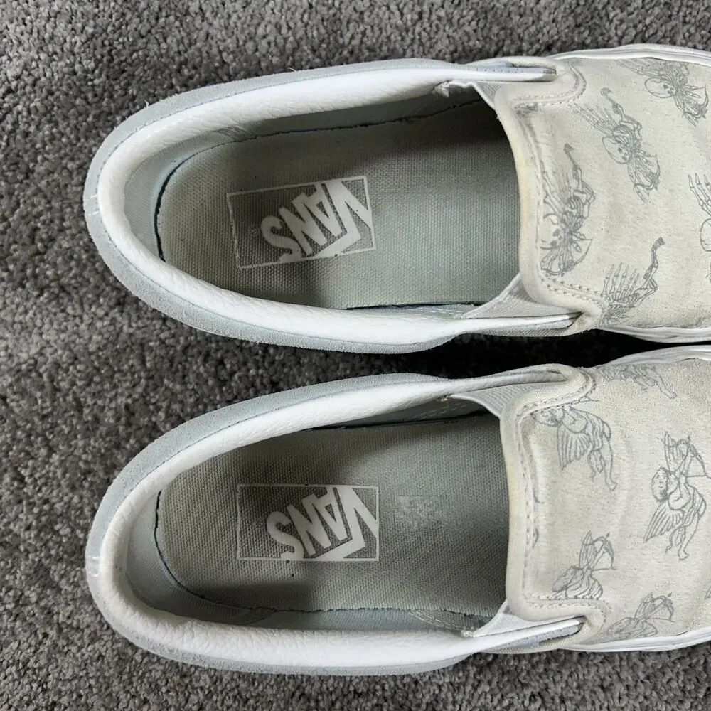 Vans Classic Slip On Love You to Death Women’s Size 7.5 Cupid Skulls Suede Shoes